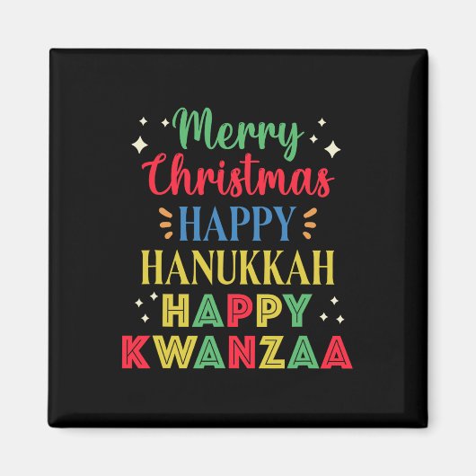 Aimant Joyeux Noël Joyeux Hanoukka Joyeux Kwanzaa 15 (Devant)