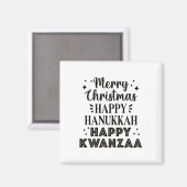 Aimant Joyeux Noël Joyeux Hanoukka Joyeux Kwanzaa 5 (Recto/Verso)