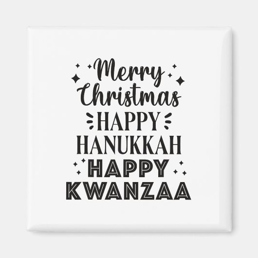 Aimant Joyeux Noël Joyeux Hanoukka Joyeux Kwanzaa 5 (Devant)