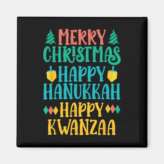 Aimant Joyeux Noël Joyeux Hanoukka Joyeux Kwanzaa 7 (Devant)