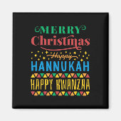 Aimant Joyeux Noël Joyeux Hanoukka Joyeux Kwanzaa 8 (Devant)