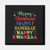 Aimant Joyeux Noël Joyeux Hanoukka Joyeux Kwanzaa 9 (Devant)