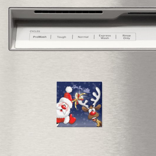 Aimant Joyeux Noël Joyeux Père Noël et rennes (In Situ (Lave-vaisselle))