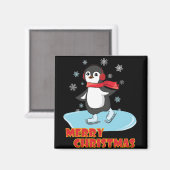 Aimant Joyeux Noël mignonne Penguin d'hiver (Recto/Verso)