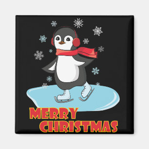 Aimant Joyeux Noël mignonne Penguin d'hiver