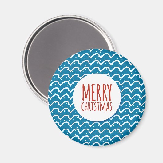 Aimant Joyeux Noël Motif sans couture Texture bleue (Recto/Verso)