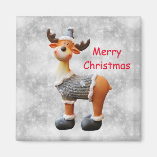 Aimant Joyeux Noël orignal portant un chapeau