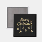 Aimant Joyeux Noël Ornements or (Recto/Verso)