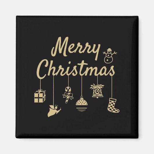 Aimant Joyeux Noël Ornements or (Devant)