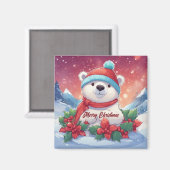 Aimant Joyeux Noël Ours polaire blanc (Recto/Verso)