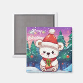 Aimant Joyeux Noël Ourson Polaire Blanc (Recto/Verso)