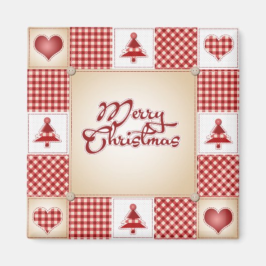 Aimant Joyeux Noël Patchwork (Devant)