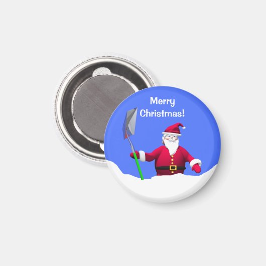 Aimant Joyeux Noël Père Noël avec Shovel (Recto/Verso)