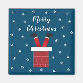 Aimant Joyeux Noël Père Noël Coincé Dans Une Cheminée (Devant)