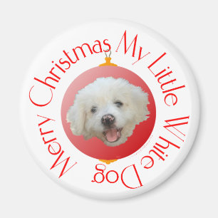 Aimant Joyeux Noël Petit Chien Blanc
