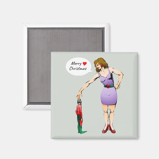 Aimant Joyeux Noël Petit Elfe (Recto/Verso)