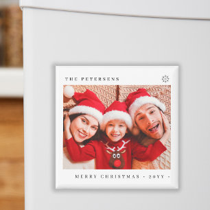 Aimant Joyeux Noël photo de famille moderne minimaliste
