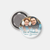 Aimant Joyeux Noël Photo nouvellement mariée Turquoise Sc (Recto/Verso)