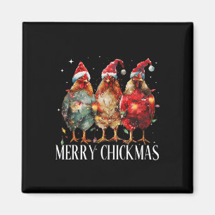 Aimant Joyeux Noël Poulet Feux de Noël Santa Hat