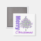 Aimant Joyeux Noël Purple Thème Arbre de Noël (Recto/Verso)