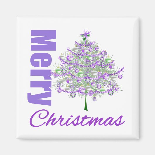 Aimant Joyeux Noël Purple Thème Arbre de Noël (Devant)