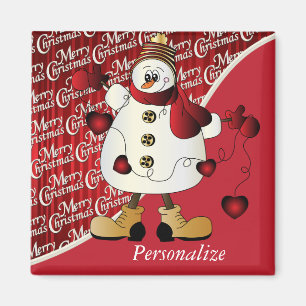 Aimant Joyeux Noël Red Snowman