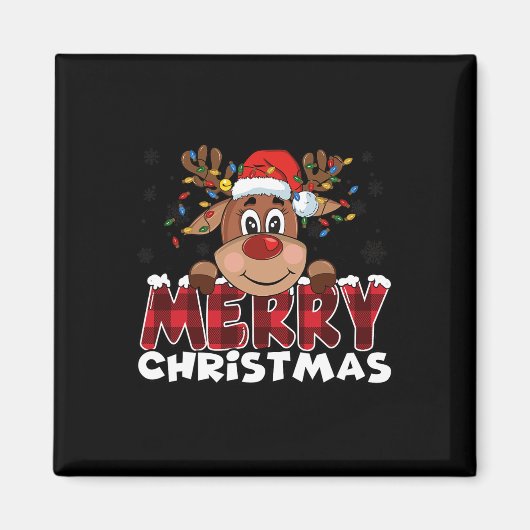 Aimant Joyeux Noël Reindeer Hommes Femmes Famille Corresp (Devant)