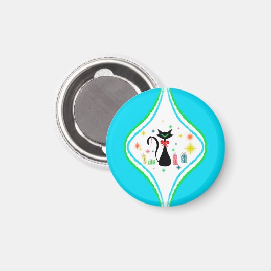 Aimant Joyeux Noël Retro Chat Siamese (Recto/Verso)