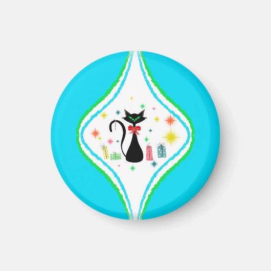 Aimant Joyeux Noël Retro Chat Siamese (Devant)
