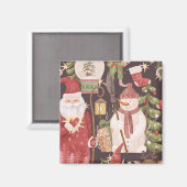 Aimant Joyeux Noël rétro Vintage Père Noël (Recto/Verso)