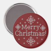 Aimant Joyeux Noël Rouge & Blanc Faux Knit (Recto/Verso)