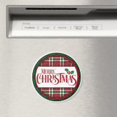 Aimant Joyeux Noël rouge et vert plaid (In Situ (Lave-vaisselle))
