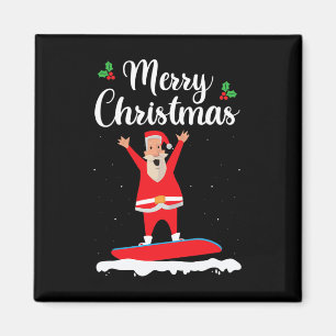 Aimant Joyeux Noël Snowboard Santa Claus Boarder E
