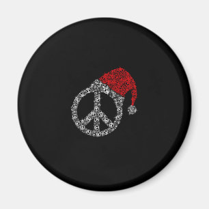 Aimant Joyeux Noël Symbole hippie Casquette du Père Noë
