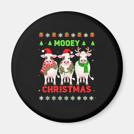 Aimant Joyeux Noël Vache Noël Sweat Ugly Pyjama (Devant)