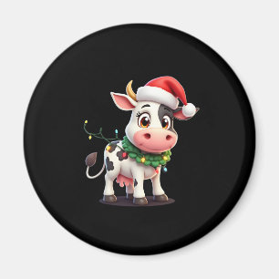 Aimant Joyeux Noël Vache Père Noël Lumières de Noël Vache