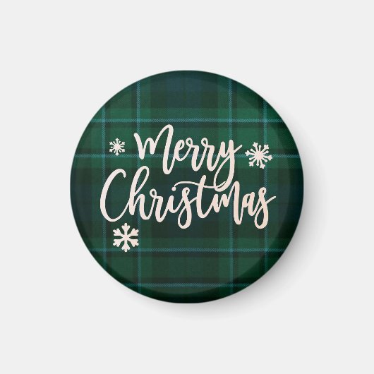 Aimant Joyeux Noël vert Plaid (Devant)