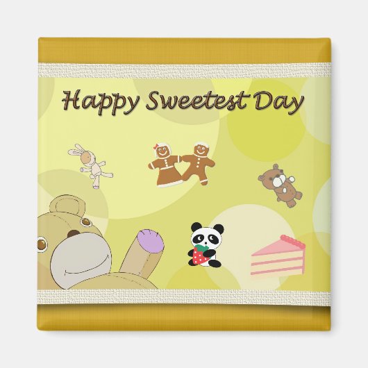 Aimant Joyeux Nounours du Jour le plus doux (Devant)