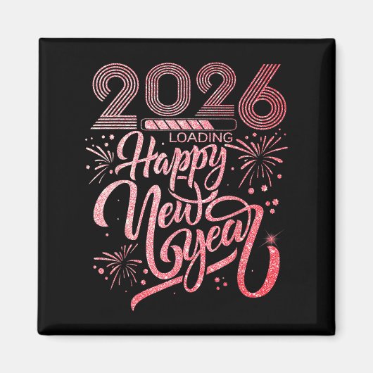 Aimant Joyeux Nouvel An 2026 Chargement de Fireworks Part (Devant)