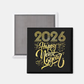 Aimant Joyeux Nouvel An 2026 Feu d'artifice (Recto/Verso)