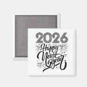 Aimant Joyeux Nouvel An 2026 Feu d'artifice (Recto/Verso)