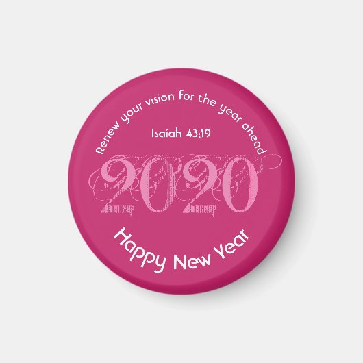 Aimant Joyeux Nouvel An RENOUVELÉ VISION 2020 STylish PIN (Devant)