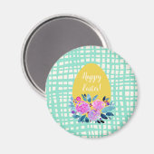 Aimant Joyeux oeuf de Pâques rustique plaid à l'orange (Recto/Verso)