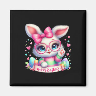 Aimant Joyeux Oeufs de lapin de Pâques Cute Joyeux Bunn d