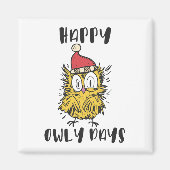 Aimant Joyeux Owly Days Funny Père Noël Owl (Devant)