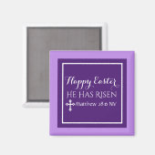 Aimant Joyeux Pâques Il A Risqué La Bible Verse Purple (Recto/Verso)