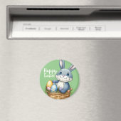 Aimant Joyeux Pâques, Lapin Dans Le Panier D'Oeufs (In Situ (Lave-vaisselle))