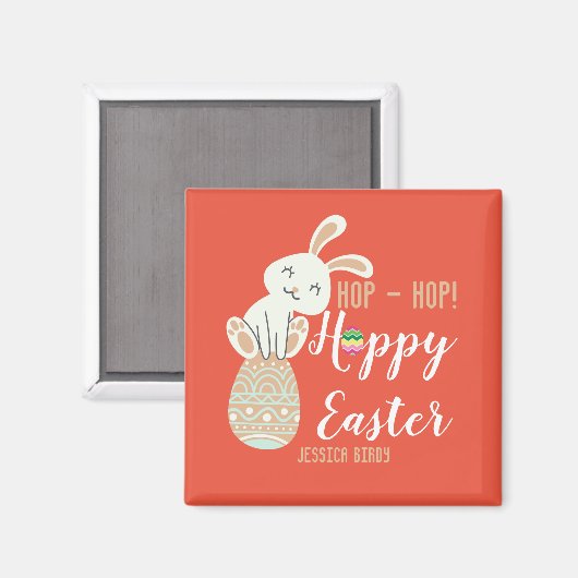 Aimant Joyeux Pâques, lapin de Pâques simple jolie famill (Recto/Verso)