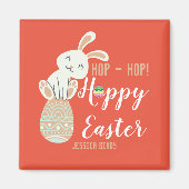 Aimant Joyeux Pâques, lapin de Pâques simple jolie famill (Devant)