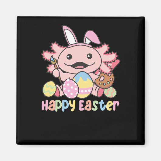 Aimant Joyeux Pâques Mignonne Axolotl Pâques Avec Oeufs D (Devant)